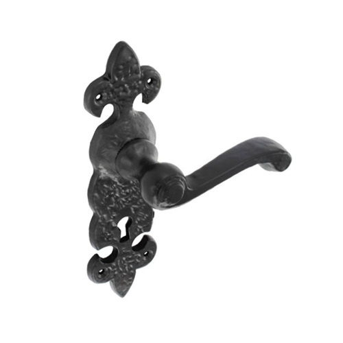 TSS Antique Black Scroll Lever On Plate Furniture