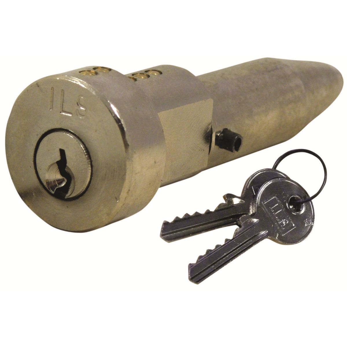 ILS Roller Shutter Bullet Lock - Round Face 24mm Diameter With Black Roll Pin